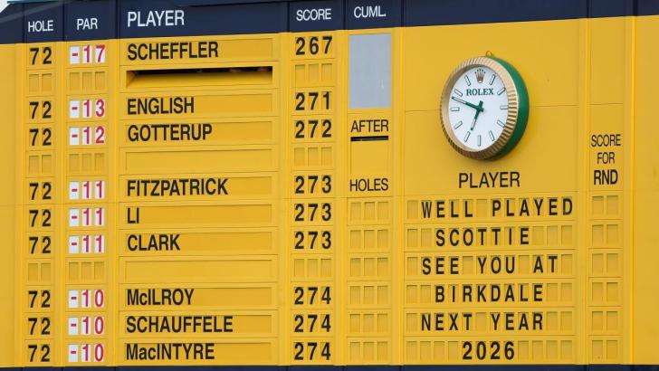 The 2025 Open Championship leaderboard